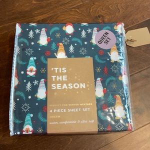3 Pc Queen Christmas Holiday Gnome Bed Sheet Set